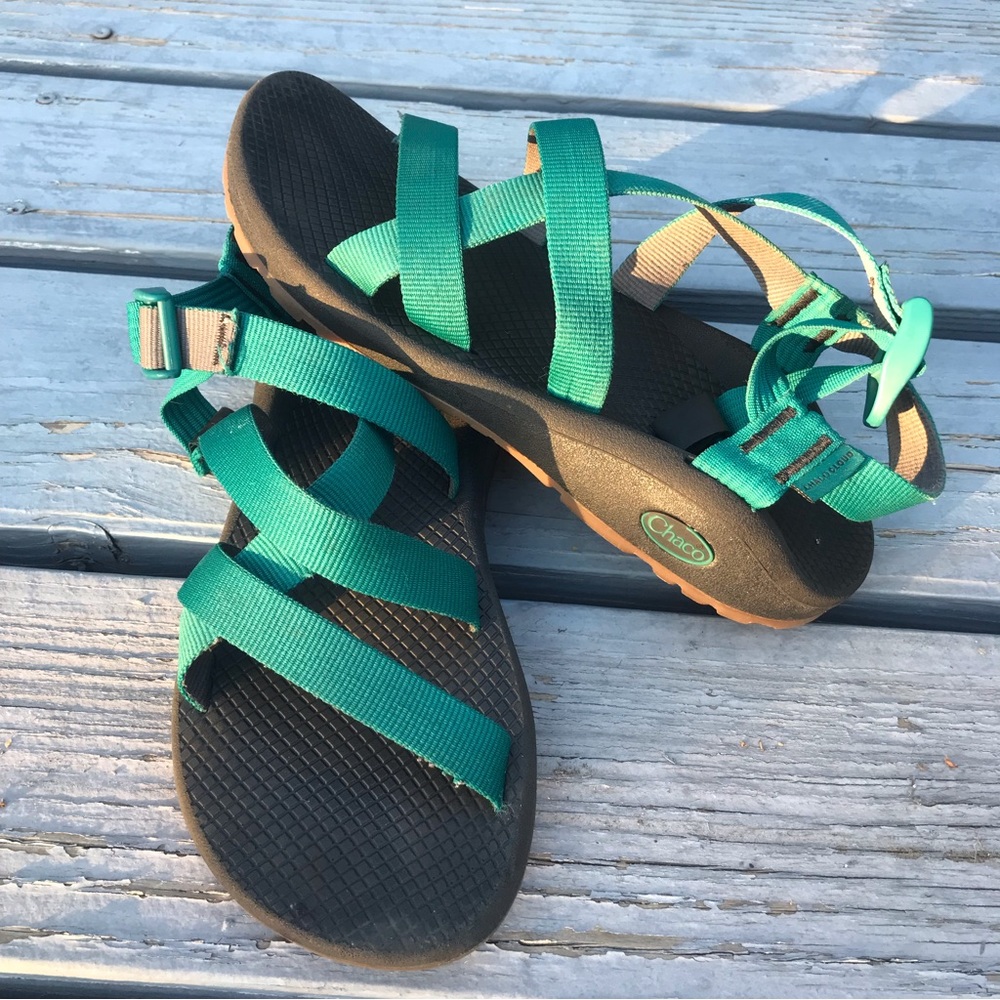 Women’s Chaco Banded Z Cloud Sandals in Teal (Everglades Grey) (9)